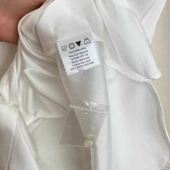 American Tall Women’s Top Satin Shine White Dress Office Party Cocktail XL - Picture 5 of 8